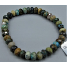 Roundel (5 x 8 mm) Faceted Gemstone Stretch Bracelet - 10 pc pack -  Chrysocolla