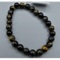 8 mm Gemstone Round Bead Bracelet - 10 pcs pack - Tiger Eye Blue