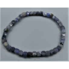 4 mm Cube Faceted Gemstone Stretch Bracelet - 10 pc pack - Tanzanite