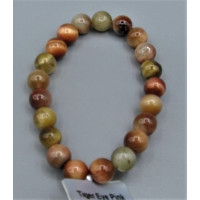 8 mm Gemstone Round Bead Bracelet - 10 pcs pack - Tiger Eye Pink