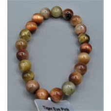 8 mm Gemstone Round Bead Bracelet - 10 pcs pack - Tiger Eye Pink