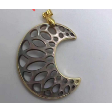 GP Half Moon - Metal Pendant (Half Moon Shape 1.5 inch) in Abalone reflection