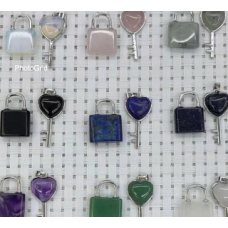 GP Key and Lock Pendant set (0.75 inch - Lock and 1.25 inch - Key) - Several Stones Available