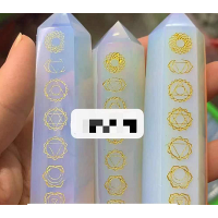 Gemstone Points Pack - Opalite w Chakras - 5 pcs Packs about 3.25 (H) inch