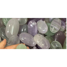 Oval Shape Flat Stone - Fluorite (Green) - 5 or 6 pcs pack (Price with $60 / kg)