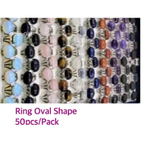 Gemstone Rings - Oval (14 x 18 mm Stone size) - Assorted 50 pcs Pack