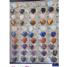 Gemstone Rings - Heart (17 x 17 mm Stone size) - Assorted 50 pcs Pack