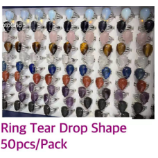 Gemstone Rings - Teardrop (10 x 18 mm Stone size) - Assorted 50 pcs Pack