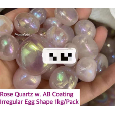 Irregular Shape Tumbled stone - Rose Quartz AB Coating - 1 kg pack 