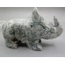 Extra Large Carving - Rhino (5.5 x 3.5 H inches) - Fluorite Green, Fluorite Purple, Sodalite, Moss Agate