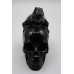 Extra Large Carving - Skull w Iguana (4 x 1.75 x 3.5 H inches) - Black Obsidian