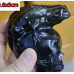 Extra Large Carving - Skull w Iguana (4 x 1.75 x 3.5 H inches) - Black Obsidian