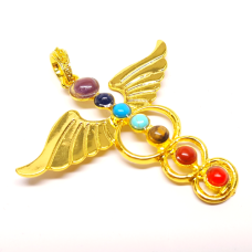 GP Winged Caduceus Chakra Pendant | Gold Plated