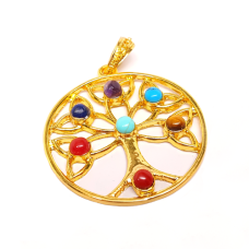 GP Round - Tree of Life Chakra Pendant | Gold Plated