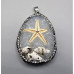 GP Teardrop Pendant with Rhinestone and Starfish / shells - Several stone available (1.5 x 2 inch)