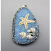 GP Teardrop Pendant with Rhinestone and Starfish / shells - Several stone available (1.5 x 2 inch)