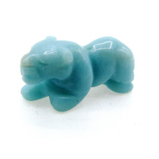 Panther Carved Fetish Bead 0.75 Inch - Amazonite