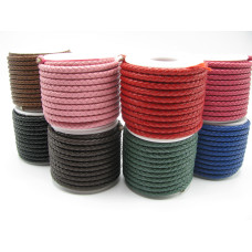 Spool - 5mm Braided Leather Cord 6 Meters Spool - assorted colors available!