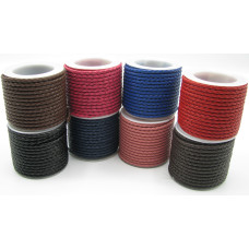 Spool - 3mm Braided Leather Cord 6 Meters Spool -assorted colors available!