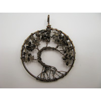 GP Round - Large Bronze Round Shape Tree of Life Gemstone Pendant-  (50mm OD) assorted stones available!