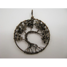 GP Round - Large Bronze Round Shape Tree of Life Gemstone Pendant-  (50mm OD) assorted stones available!