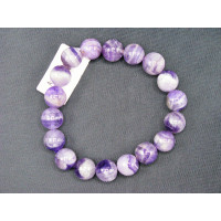 12 mm  Gemstone Round Bead Bracelet - Amethyst