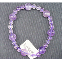 6 and 10mm  Gemstone Round Bead Bracelet - Amethyst - 10 pcs pack