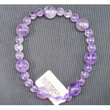 6 and 10mm  Gemstone Round Bead Bracelet - Amethyst - 10 pcs pack