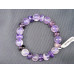 Polished Gemstone Disc and Round Bead Bracelet - Amethyst 