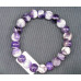 Matte Gemstone Disc and Round Bead Bracelet - Amethyst 