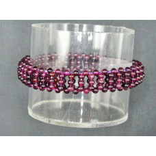 3 mm Ladder Style Stretch Bracelet - Garnet