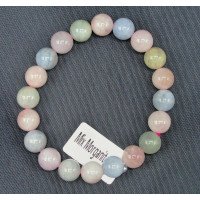 9mm  Gemstone Multi Color Morganite Bead Bracelet 