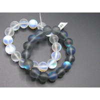 12 mm Gemstone Round Bead Bracelet - AB Frosty Gray and Frosty Clear  - 10 pcs pack -  Two Styles available!