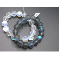 12 mm Gemstone Round Bead Bracelet - AB Frosty Gray and Frosty Clear  - 10 pcs pack -  Two Styles available!