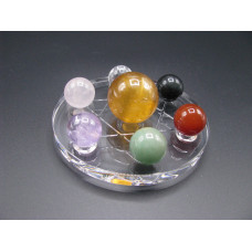 Gemstone Chakra Set with acrylic stand (20 mm / 30 mm Sphere & 4 inch OD stand)