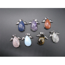 GP Winged Teardrop Gemstone Pendant- assorted stones available!