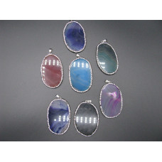 GP Crystal and Agate Slab Pendant with Bail - 7 Colors Available