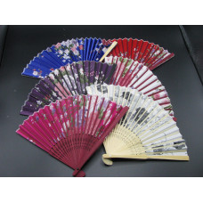 Wooden Chinese Fans - 6pcs in Various Styles and Finishes