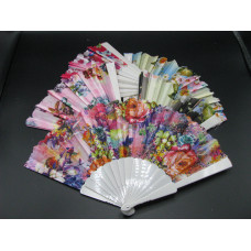 Plastic Chinese Fans - 6pcs in Various Styles and Finishes