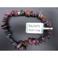 7 Inch Stretch Chip Bracelet - Ruby Sapphire  -10 pcs pack