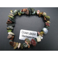 7 Inch Stretch Chip Bracelet - Ocean Jasper  -10 pcs pack