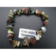 7 Inch Stretch Chip Bracelet - Ocean Jasper  -10 pcs pack