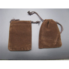 Velvet Pouch Large 4.5 Inch x 3.5 Inch 12 piece pack - Brown