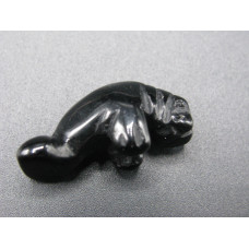 Manatee Carved Fetish Bead 0.75 Inch - Obsidian Black