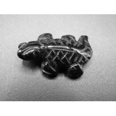 Lizard Carved Fetish Bead 0.75 Inch - Obsidian Black