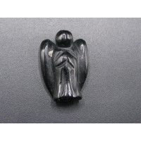 Angel Carved Fetish Bead 0.75 Inch - Obsidian Black