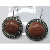 Disk style Gemstone Earring - Goldstone