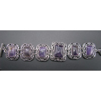 Rectangle  style Gemstone Bracelet - Amethyst