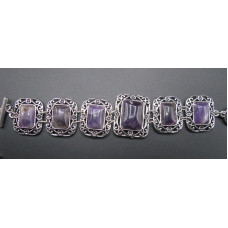 Rectangle  style Gemstone Bracelet - Amethyst