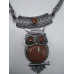 Gemstone Choker 16 Inch with Lobster Claw Clasp and 2 Inch Extension - Owl - Goldstone